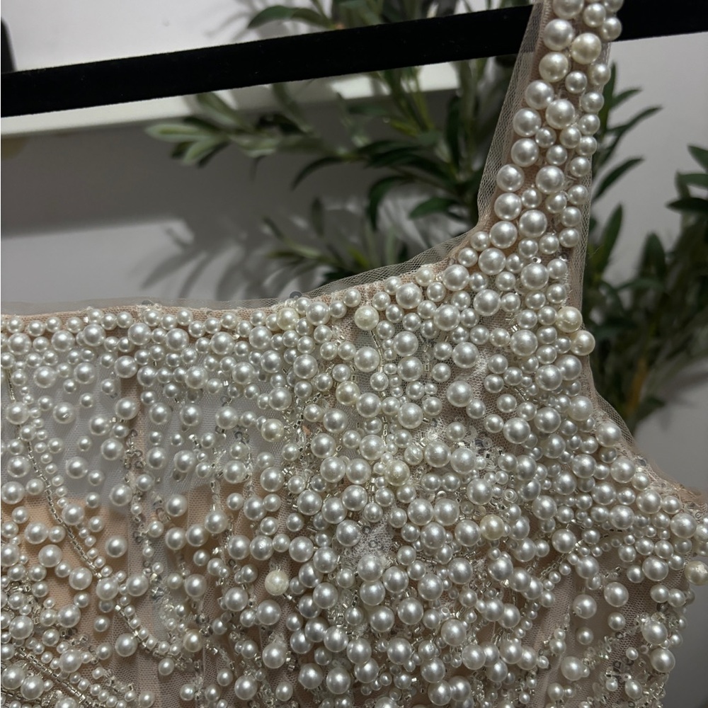 Evening Gown Pearl Beaded Show Stopping Elegant Dress - Picture 11 of 12